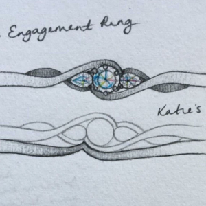 Twist trilogy engagement ring sketch